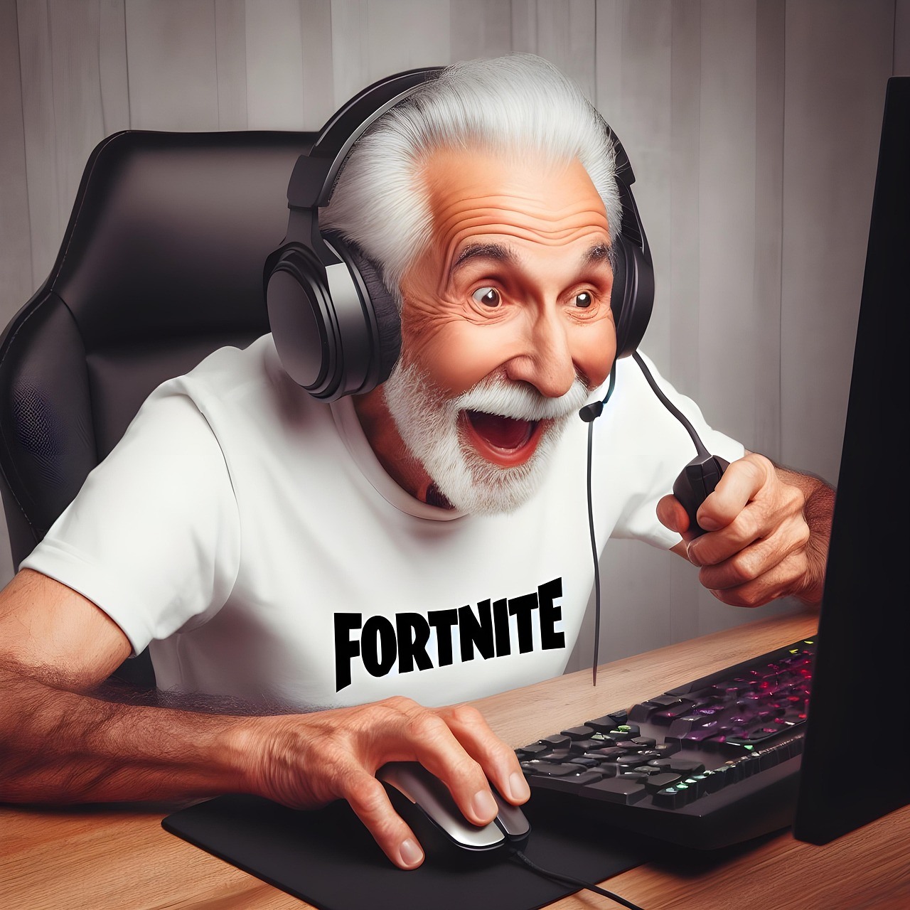 Photo by Horrgy ai generated, man, fortnite, pc, to play, old man, happy, person, gamer, young at heart, computer, gaming, fortnite, fortnite, fortnite, fortnite, fortnite